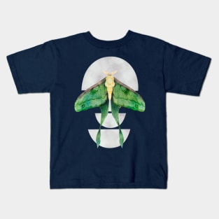 Luna Moth on Half Moons Watercolor Art Kids T-Shirt